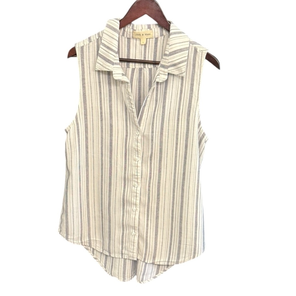 Anthropologie Cloth & Stone Striped Sleeveless Button-Up Blouse